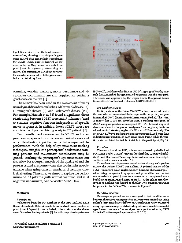 Download The Symbol-Digit Modalities Test in mild cognitive impairment: evidence from Parkinson's disease patients.